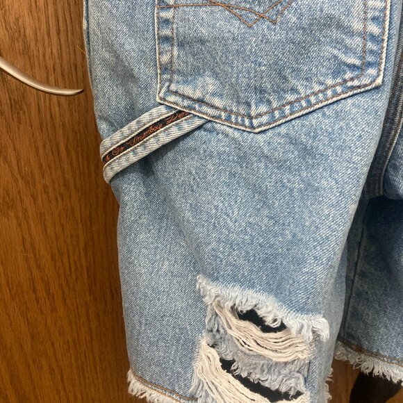 Vintage 90s Unionbay Denim Distressed Short Overalls with Leggings - M - Picture 8 of 9